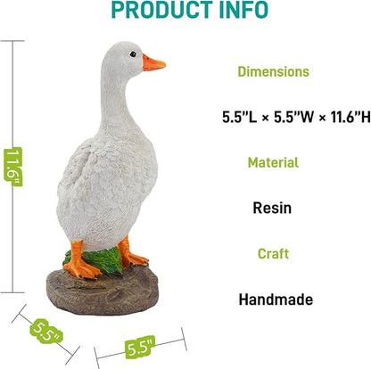 Funny Duck Outdoor Statue, Resin Garden Lawn Yard Decor, Figurine Sculpture Ornament for Porch Patio Flower Bed Home Bookshelf, 11.6" H × 5.5" L × 5.5" W