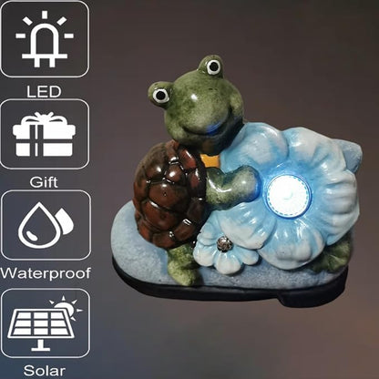 WYQF501 Solar Turtle Shoe Garden Statue with LED Light, Waterproof Outdoor Decor for Patio, Lawn, Terrace, Ideal Housewarming, Birthday and Mothers Day Gift
