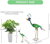 24'' Metal Wacky Peacock Garden Statues Outdoor Decor, Peacock Metal Yard Sculptures Art Decoration for Home Outsiede Patio Lawn Backyard, Gift for Women Lovers Moms(Blue & Green)