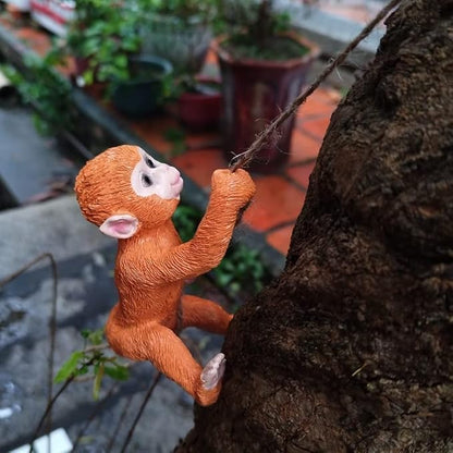 Climbing Monkey Tree Hugger Garden Monkey Statue Resin Animal Sculpture Yard Decor for Outside, Funny Tree Climber Figurine Outdoor Patio Lawn Ornaments