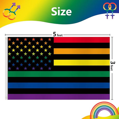 Pride Flag 3x5 Ft Double Sided LGBTQ Rainbow Decorations for Indoor Outdoor Hanging - Gay Love Party Supplies With Brass Grommets for Garden, Lawn, Yard, Parade Decor