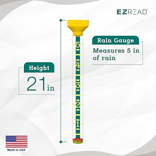 Headwind EZRead 21” Giant Professional Outdoor rain Gauge, USA Made Heavy Duty All Weather Freeze Proof Stake or mountable with Float, Yellow (820-1002YEL)