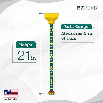 Headwind EZRead 21” Giant Professional Outdoor rain Gauge, USA Made Heavy Duty All Weather Freeze Proof Stake or mountable with Float, Yellow (820-1002YEL)