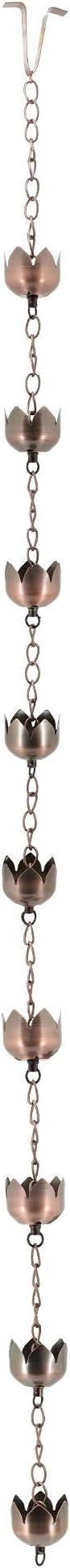 Arcadia Garden Products RC04 Rain Chain, Bronze Metal with Brushed Copper-Lotus Blossom