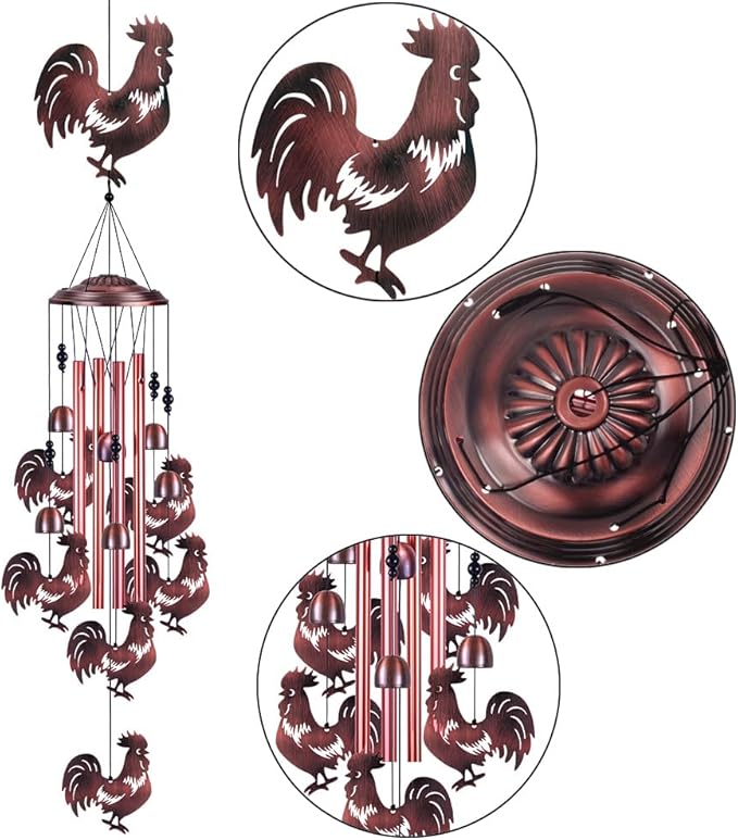 Chicken Wind Chimes for Garden, Home, Balcony, Yard, Outdoor Decoration, Gift Wind Bells, Memorial Wind Chime, Chicks Wind Catcher, Blessing WindChimes Gifts for Mom, Grandma, Family, Women, Friends