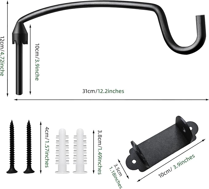 Plant Hooks for Wall Hanging Plant Bracket with Ajustable Angles for Bird Feeder, Wind Chimes, Flower Basket 12.2 Inches