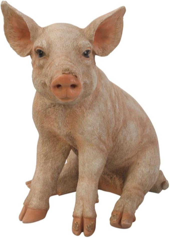 HI-LINE Sitting Pig Outdoor Garden Statue - 18"