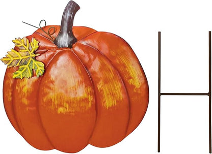 K KILIPES 18.9" H Metal Pumpkin Garden Stake Decorative Fall Pumpkin Yard Sign for Home Outside Garden Lawn Porch Autumn Thanksgiving Decorations (1)