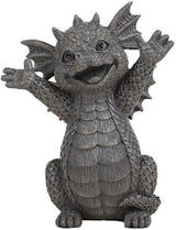 Pacific Giftware Happy Garden Dragon Cheering You On Garden Display Decorative Accent Sculpture Stone Finish 5.25 Inch Tall