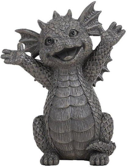 Pacific Giftware Happy Garden Dragon Cheering You On Garden Display Decorative Accent Sculpture Stone Finish 5.25 Inch Tall