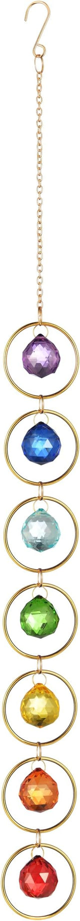 7 Chakra Crystal Suncatcher, Healing Chakra Window Ornament, 30mm Crystal Ball Sun Catcher, Hanging Rainbow Maker, Meditation, Fengshui, Yoga (Multiple Colors)