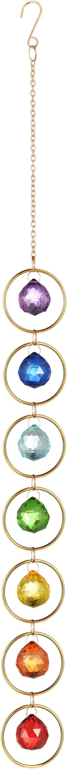 7 Chakra Crystal Suncatcher, Healing Chakra Window Ornament, 30mm Crystal Ball Sun Catcher, Hanging Rainbow Maker, Meditation, Fengshui, Yoga (Multiple Colors)