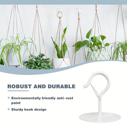 2 Pcs White Ceilling Hooks for Hanging Plants Holder with Safety Buckle,Ceiling Decor Hook Heavy Duty,Metal Plant Hanger Indoor&Outdoor.Hooks for Hanging Plants,Wind Chime,Bird Feeders (White)