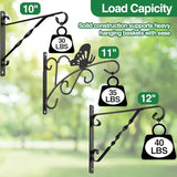 AMAGABELI GARDEN & HOME 4 Pack Hanging Plant Brackets Outdoor 12" Metal Fence Wall Plant Hanger Hooks for Hanging Flower Baskets Bird Feeders Lanterns Wind Chimes Rust-Resistant Black