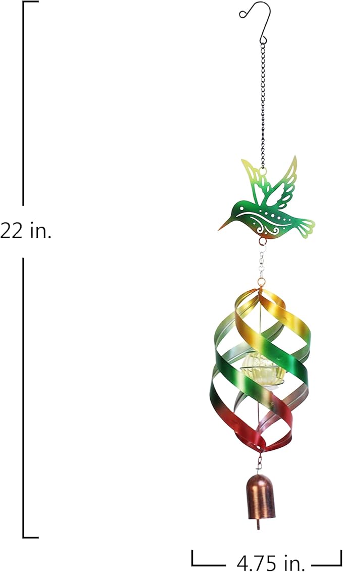 Hummingbird Windweaver Solar Hanging Spinner