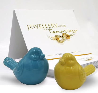 yhcdsea Decorative Chubby Bird Figure, Glazed Ceramic Cottage Animal Statue - Indoor/Outdoor Garden Decor Accent - Creative Gift (Blue Yellow)