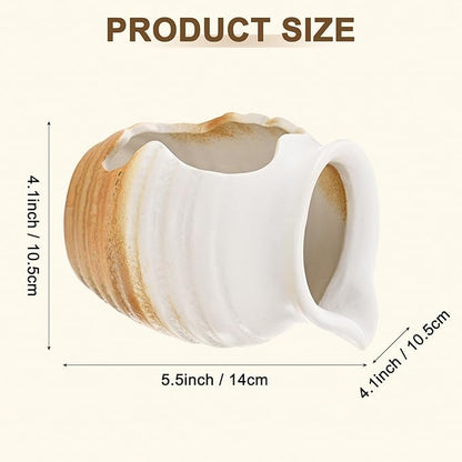 M METERXITY Ceramic Garden Fountain Spitter, Clay Pot Ecological Tank for Pond/Backyard Water Feature/Cave Waterfall/Landscaping, DIY Water Flow Jar Hydroponic Vase [5.5in, White]