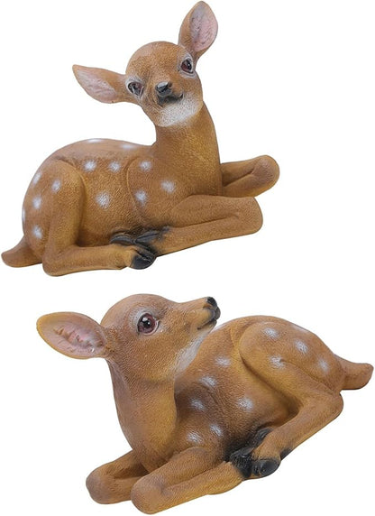 Alomejor Sika Deer Sculpture Art Craft Outdoor Garden Decoration Ornaments for Landscape, Garden, Park DecorationDurable ResinSynthetic -6.7x4.5in-2Pcs