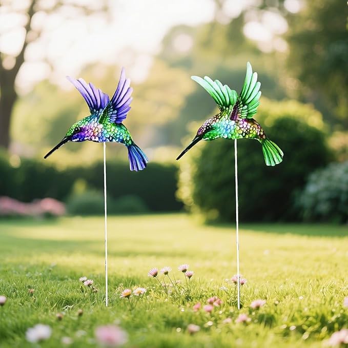 A Set of Adorable Wrought-Iron Garden planters is Suitable for Various Places Such as patios, courtyards, corridors, etc. (Hummingbird)