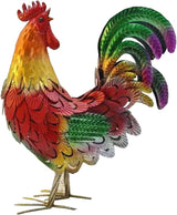 Metal Rooster Decor， Chicken Animal Yard Art Lawn Ornament Figurines Artwork for Outdoor, Patio,Backyard and Home Kitchen Decoration (Turn The Head)
