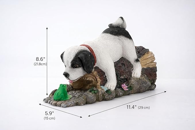Tuxedo Dog Statue Gutter Downspout Extensions, Black White Dog Figurine Decorations Rain Gutter Downspout Splash Block Cover Sculpture Decorative, 3" × 4" Downspouts