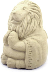 Modern Artisans Meditating Lion - Cast Stone Garden Sculpture : Large Size, Antique Beige Finish