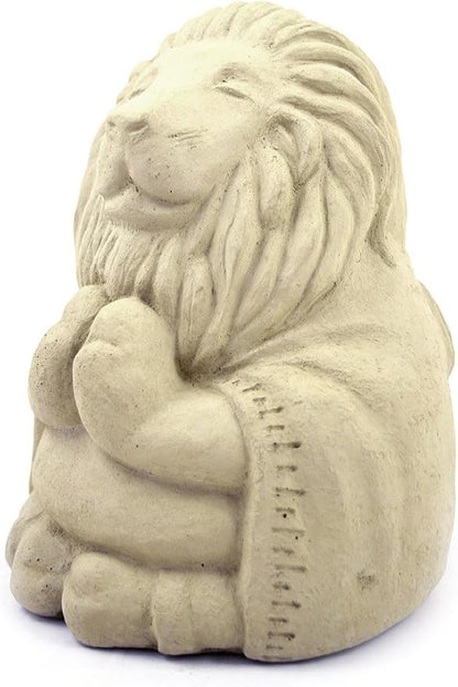 Modern Artisans Meditating Lion - Cast Stone Garden Sculpture : Large Size, Antique Beige Finish