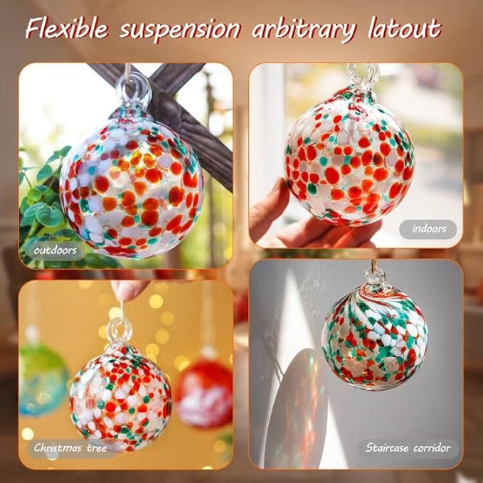 4" Blown Christmas Balls Hanging Glass Gazing Ball for Christmas Garden Patio Window Decoration Gifts for Xmas