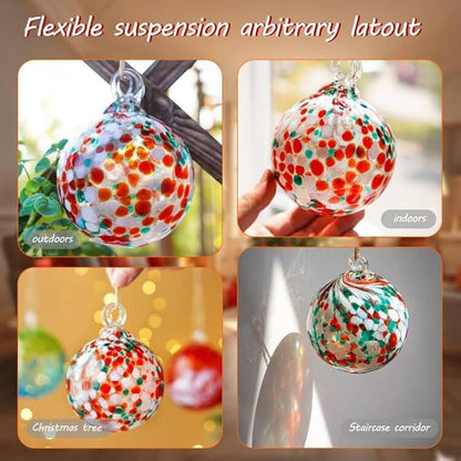 4" Blown Christmas Balls Hanging Glass Gazing Ball for Christmas Garden Patio Window Decoration Gifts for Xmas