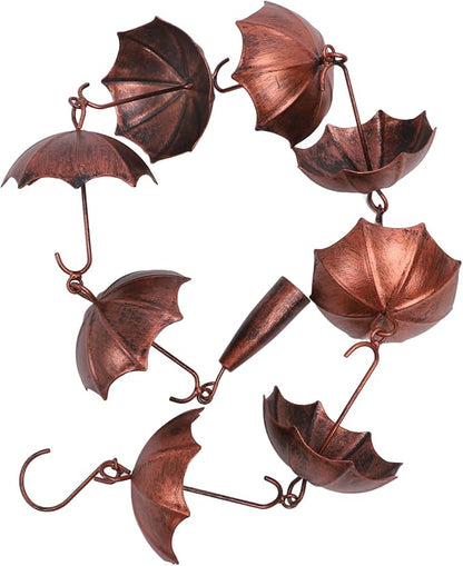 39.4in 8 Cups Rain Chain,ecorative Umbrella Rain Chain Bell, Rainwater Diverter Copper Catcher Rain Chimes for Garden Decor,Decorative Umbrella Rain Chain Bell for Home Garden Patio Outdoor Decor