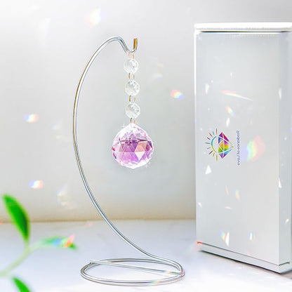 Grief Gifts for Women,40mm Crystal Suncatcher 9-inch Silver Stand with a Greeting Card,in Memory of Loved One Gifts,Memorial for Daughter