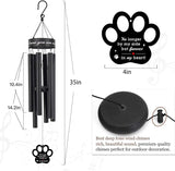 Pet Memorial Wind Chime, 30 Inches Paw Print Pet Remembrance Gift to Honor and Remember a Dog, Cat, or Other Pet, Premium Metal Wind Chime, Black