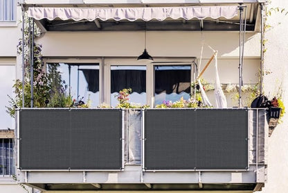 LOVE STORY Balcony Privacy Screen, 2.5'x6' Deck Shield Screen Fence Cover,UV Protection and Weather-Resistant,3 FT Height for Deck, Patio, Backyard, Outdoor Pool, Porch, Railing, Dark Grey