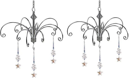 HOHIYA Crystal Suncatcher Hanging Display 2 Pack 12 Inch Silver Metal Chain Prism Rainbow Ornament for Window Garden and Christmas Decor Easter Taiwan Made