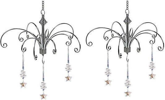 HOHIYA Crystal Suncatcher Hanging Display 2 Pack 12 Inch Silver Metal Chain Prism Rainbow Ornament for Window Garden and Christmas Decor Easter Taiwan Made