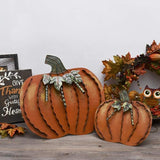Linfevisi Metal Pumpkin Decor for Outside Standing Pumpkin Sign Flat Fall Porch Decor Yard Pumpkins Statue Outdoor Fall Decorations for Home Shelf Autumn Thanksgiving Halloween Garden Kitchen 2 Pack
