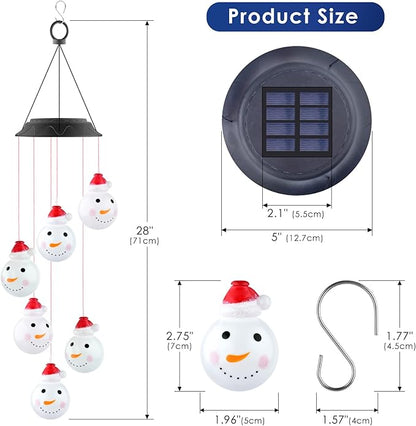PACETAP Christmas Solar Wind Chimes Outdoor, Color Changing LED Hanging Decor, New Year Garden Decoration for Children/Mom