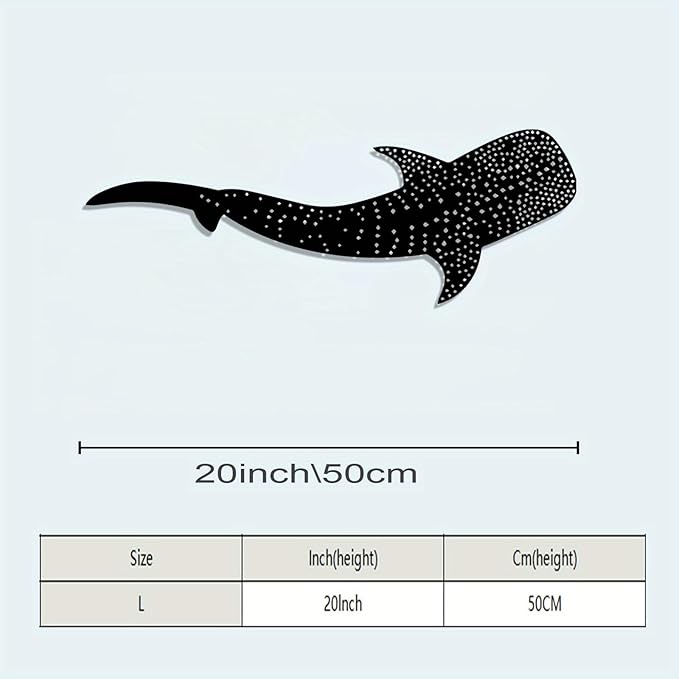 WPCJREU Whale Shark Metal Wall Art, Ocean Statue Mural, Indoor/Outdoor Decor for Living Room, Patio & Garden, for Marine Lovers - Durable Shark-Themed Wall Art(50cm/19.7in)