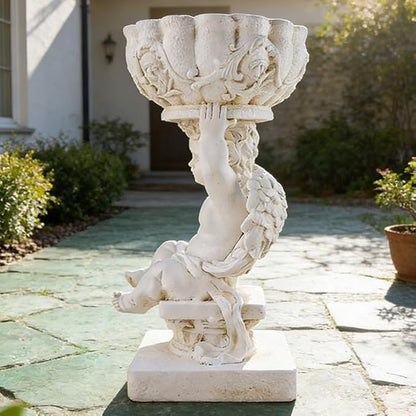 Decorative Roman Column Pedestal, English Rosette Indoor Outdoor Sculptural Garden Plinth Base Statue Riser, Weatherproof Sturdiness Plinth Base Statue Riser for Statues, Flower Pots, Decor, Cast Stone Resin (1449)