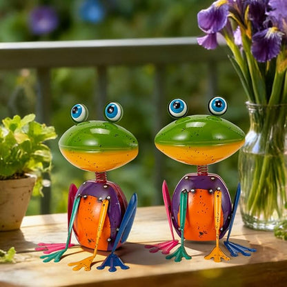 Frog Garden Decor Metal Yard Art Rustproof Garden Statues Outdoor Figurines for Patio Porch Lawn Gardening Gifts