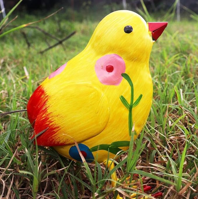 Chicken Statue Metal Hen and Chick Animal Sculpture Garden Decoration Metal Yard Art for Patio Lawn Backyard Outdoor Decoration A Set of 3