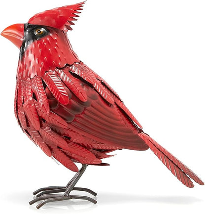 Cardinal Statue Metal Bird Yard Art, Garden Yard Sculpture Art - Red Large Realistic Standing - Christmas, Outdoor Fall, Winter, Spring, Summer Decoration - Handmade Ornament Decor Mom, Sympathy Gifts