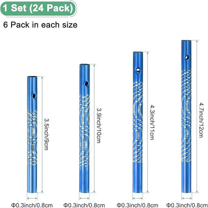 M METERXITY 24-Pack Wind Chime Tubes, 4 Sizes Aluminum Metal Wind Bell Empty Tubes for Outside/Adults Arts and Crafts/DIY [Blue]