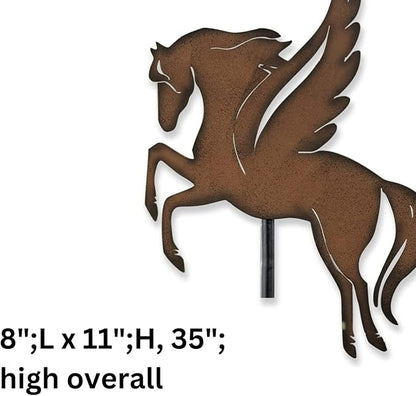 SAGEFINDS Pegasus Garden Stake | Weatherproof Metal | Decorative Horse Silhouette | Yard and Lawn Art | Outdoor Garden Décor