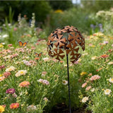 Rusty Metal Wild Flowers Garden Stakes 11.82 x 8.47 inches, Decorative Flowers Yard Stake Metal Art for Outdoor Garden Lawn Decor(Flower-E)