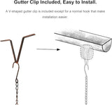 Glitzhome 8.5 FT Lotus Flower and Bell Rain Chains, Faux Copper Patina Finish Rain Chains for Gutters, Adjustable Rain Catcher Chain with V-Shaped Gutter