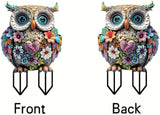 Garden Stake Decor, Acrylic 2D Flat Cute Animal Statue, Fairy Sculptures Ornament Indoor Outdoor Yard Lawn Pot Plant Decorative Accessories (Bohemian owl)