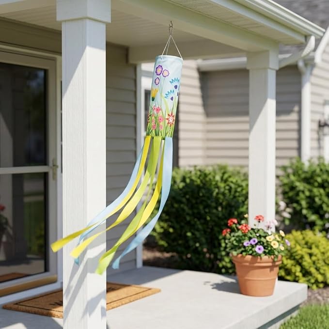 Madrona Brands Spring Wild Flowers Windsock for Outside 60 Inch | Durable Outdoor Decorative Hanging Wind Sock Flag | Patio, Yard, Garden
