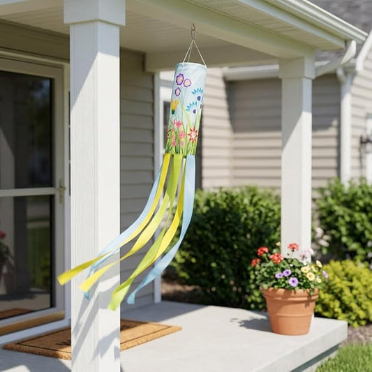 Madrona Brands Spring Wild Flowers Windsock for Outside 60 Inch | Durable Outdoor Decorative Hanging Wind Sock Flag | Patio, Yard, Garden