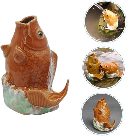 Kisangel Carp Statue Fountain Nozzle 4.33 Inch Outdoor Garden Water Spray Sprinkler for Pond Water Feature and Yard Decor